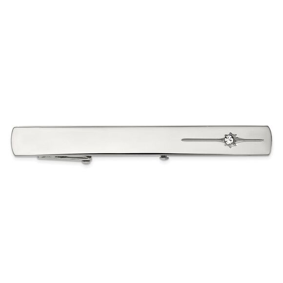 Stainless Steel & Crystal Tie Bar Clip, 6 x 56mm - Picture 1 of 3